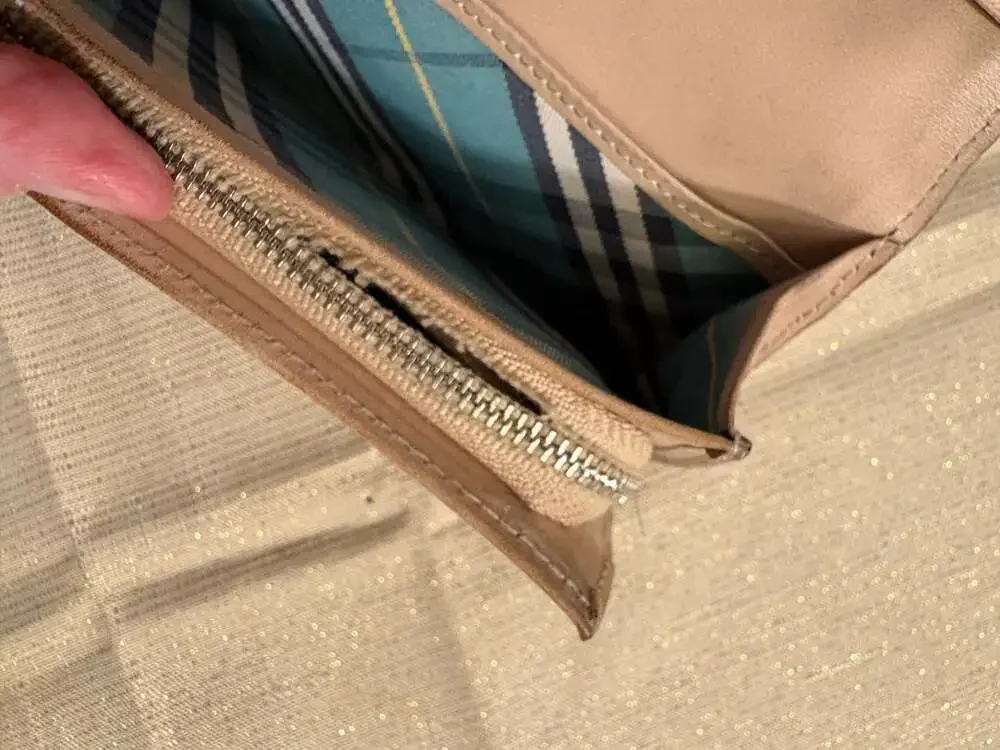 Burberry Blue Label Leather Long Wallet with Nova Check Interior